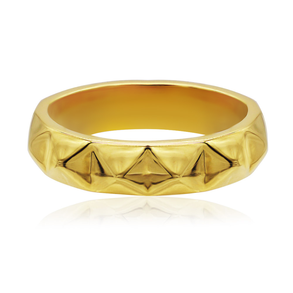Polished Diamond Cut Gold Ring